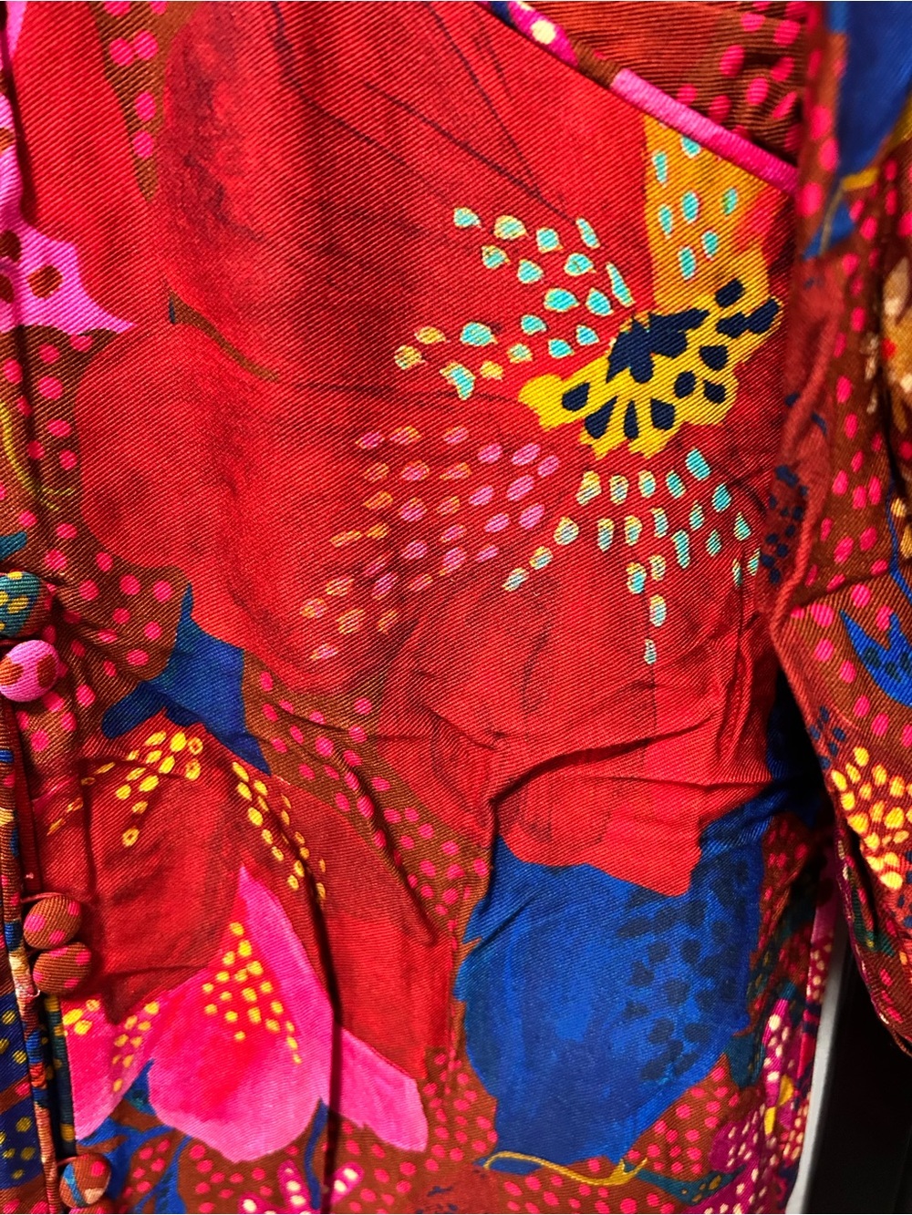 FARM Rio Red Floral Print V-Neck Mini Dress with Blue & Pink Accents - Picture 2 of 3